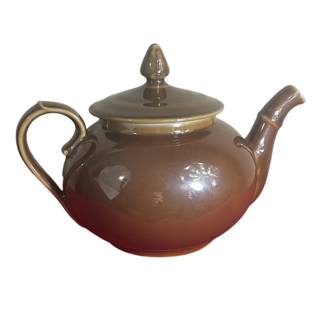 Vintage Pillivuyt France Brown Lustre Porcelain Teapot